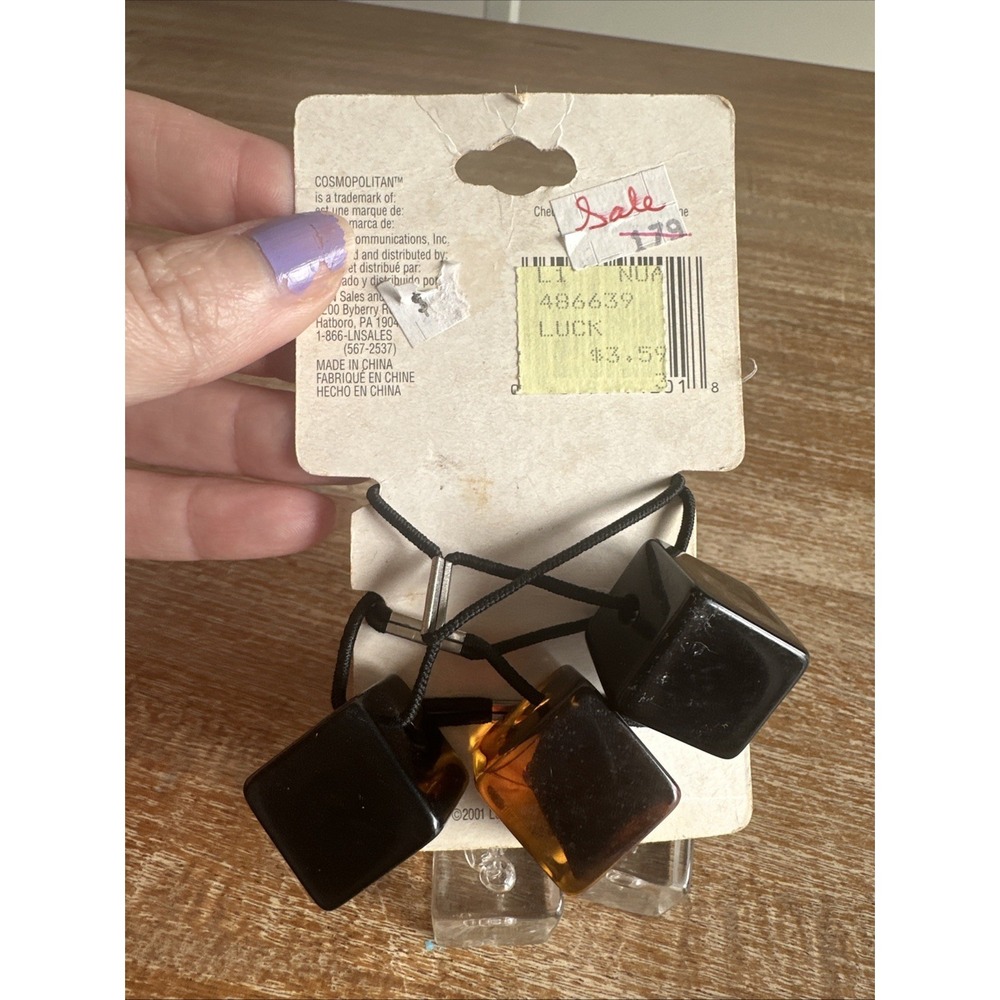 Vintage Cosmopolitan Square Cube Hair Ponytail Holders 91201-T New‎ Old Stock